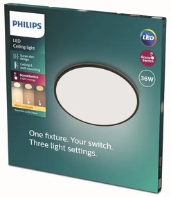 Philips 8719514327160 Stropné svietidlo Philips SUPER SLIM LED 36W, 3200lm, 2700K, IP20, čierna