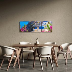 Obraz - Santorini, Grécko (s hodinami) (90x30 cm)