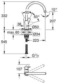 GROHE 31367001 - Drezová batéria BAUEDGE 332 mm lesklý chróm
