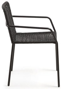 Čierna záhradná stolička s oceľovou konštrukciou Kave Home Bomer