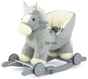 Hojdací koník s melódiou a kolieskami Milly Mally Polly sivý