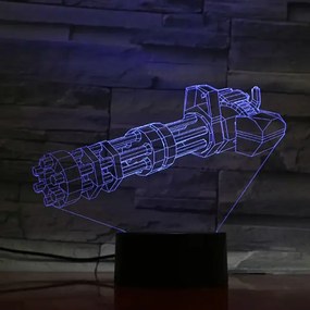 3Dmix 3DL-CLK026 – 3D LED nočná lampa - Minigun (Hodiny s budíkom)