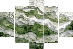 Obraz - Zelenobiele vlnky (150x105 cm)