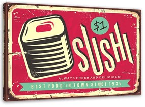 Obraz na plátně Značky Retro plakát Sushi - 120x80 cm