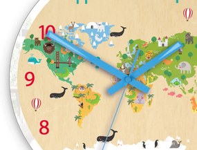 Dětské nástěnné hodiny Mirro Svět 30 cm vícebarevné