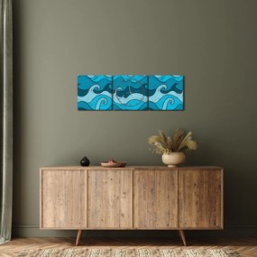 Obraz - Abstrakcia, more (s hodinami) (90x30 cm)