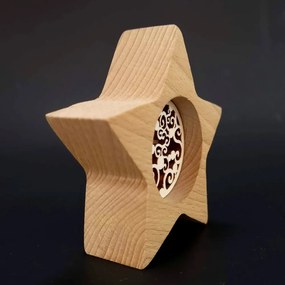 AMADEA Drevená dekorácia hviezda s vkladom - ornament, masívne drevo, výška 10 cm