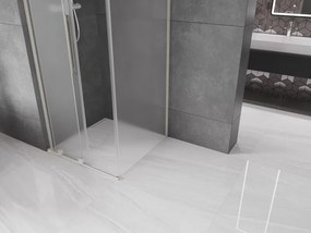 Mexen Velar L, sprchový kút s posuvnými dverami 90 x 90 cm, 8mm sklo námraza, brúsená oceľ, 871-090-090-33-97