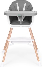 ECOTOYS Detská 2v1 jedálenská stolička ECOTOYS, sivá