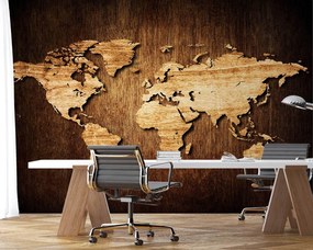 Gario Fototapeta Mapa sveta na dreve Materiál: Vliesová, Rozmery: 100 x 70 cm