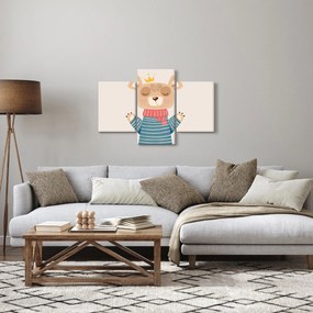 Obraz - Béžový medvedík s korunkou (90x60 cm)