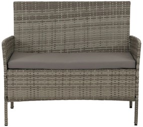 Záhradná súprava 2 kresiel, pohovky a stolíka HWC-N98 - sivá, vankúše svetlosivá