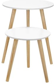 Súprava 2 ks odkladacích stolíkov SERA, biela/hnedá