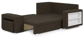 Rozkládací rohová sedací souprava MODO3 + 2 Taburety Hnědá