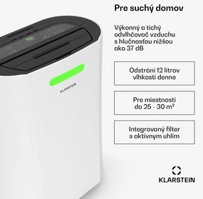 Klarstein AeroDry Smart 12 odvlhčovač vzduchu, 12 l/deň, 18 m², senzor vlhkosti, ovládanie pomocou aplikácie, 135 m³/h