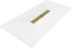 Mexen Toro, SMC obdĺžniková sprchová vanička 150 x 90 cm, biela, zlatá krytka, 43109015-G