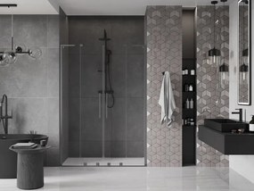 Mexen Velar L Duo, posuvné sprchové dvere do otvoru 140 cm, 8mm číre sklo, grafit brúsený, 871-140-003-02-66