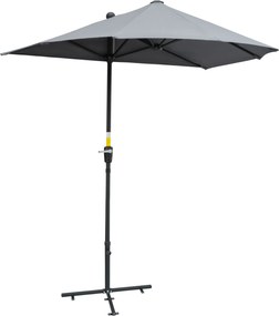 Outsunny 2 x 2 m Polokruhový slnečník na balkón s držiakom, vodoodpudivý pre záhrady, terasy a dvory, 100% polyester, tmavo šedá | Aosom