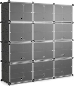 Organizér na topánky z plastu s 12 priehradkami a bočnými háčikmi