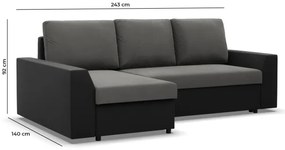 Rohová rozkladacia sedačka LUGO popolová / biela