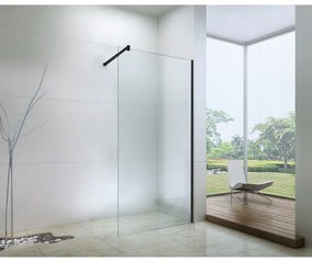 Kúpeľňová pevná zástena WALK-IN 110 cm - čierna - číre sklo