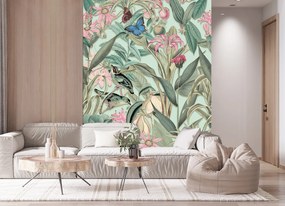 Gario Fototapeta Ružové kvety na pozadí zelených listov - Andrea Haase Materiál: Vliesová, Rozmery: 200 x 280 cm