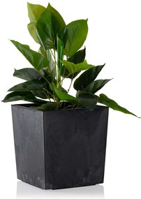 PLASTOVÝ KVETINÁČ FLORE 19X19 CM IMITÁCIA BETÓNU ČIERNA