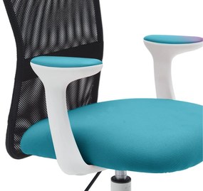 Detská stolička Neoseat MONKEY WHITE s podnožou — látka, biela / tyrkysová