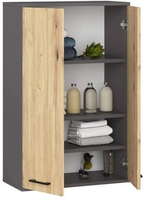 Kúpeľňová skrinka FIN H934 W64 2D grafitová / dub artisan