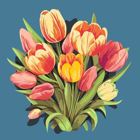 Gario Maľovanie podľa čísel Kytica tulipánov Rozmery: 80 x 80 cm, Rámovanie: S vnútorným rámom