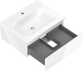 Mexen Orio, kúpeľňová skrinka 60 cm s umývadlom Vela, 1 zásuvka, biela lesklá, 91A10-06023-1-BF00-W23M00