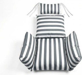 Čierne závesné kreslo KOKON bez stojanu, bielo-sivý vankúš