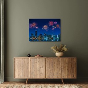 Sklenený obraz - Ohňostroj v Miami (70x50 cm)