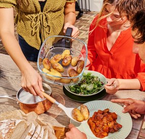 Elmich Sklenená teplovzdušná fritéza – krémovobiela