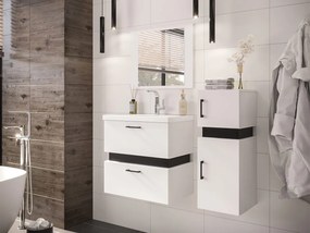 Kúpeľňový nábytok Torvaldi IV, Sifón: bez sifónu, Umývadlo: nie, Farby: biela / biela + čierny mat