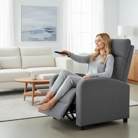 Relaxačné polohovacie TV kreslo SOFI — menčester, sivá