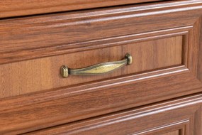 Kredenc Ramiak 120, orech ecco/akácia (sklo hranaté, u13 zlato, deska lancelot)