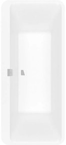 VILLEROY &amp; BOCH Squaro Edge 12 Excellence voľne stojaca vaňa z materiálu Quaryl (bez spoja medzi panelom a vaňou), odtok v strede, s napúšťaním cez prepad, 1800 x 800 x 620 mm, Colour on Demand, Stone White, UBQ180SQE9T2BCV-RW