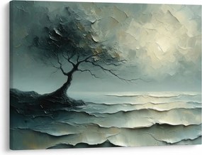 Obraz - Olejomaľba stromu s oceánom (70x50 cm)