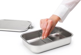 Obedová krabička Make & Take s priehradkami L matná oceľ
