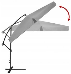 Sivý záhradný slnečník s LED osvetlením 3 m