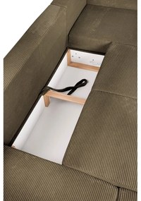 Zelená menčestrová rozkladacia rohová pohovka (ľavý roh/do tvaru "U") Tori – Bonami Selection