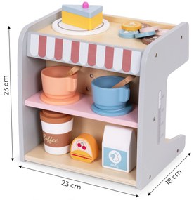 Drevený kávovar pre deti 2 v 1, 26 príslušenstva, ECOTOYS
