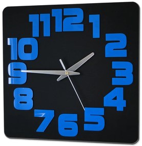 Moderné nástenné hodiny LOGIC BLACK-BLUE HMCNH047-blackblue