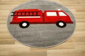 Koberec Lima G752A hasičské auto, červený / sivý kruh