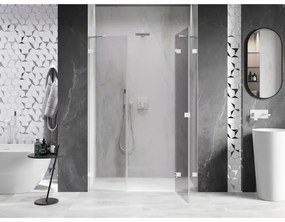 Mexen Lunar, pravé otočné sprchové dvere 130 cm, 8mm číre sklo, biely profil, 834S-130-050-20-00-P