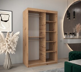 Šatníková skriňa 120 cm Milain (dub artisan). Akcia -21%. Vlastná spoľahlivá doprava až k Vám domov. 1125994