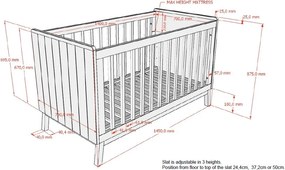 Béžová postieľka z borovicového dreva s odnímateľným bokom/s nastaviteľnou výškou 70x140 cm Sezane – Vipack