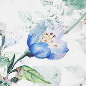Krémový záves s motívom modrých kvetov