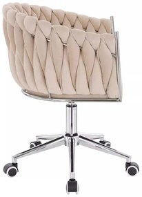 LuxuryForm DESIGN Stolička NORDEN VELUR na striebornej podstave s kolieskami - krémová